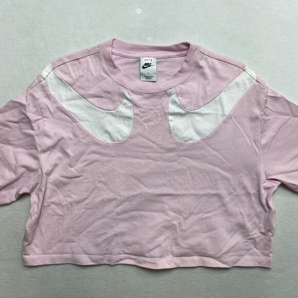 Nike Crop Top Women's M Pink Nike Big Logo Oversized Activewear - Picture 1 of 9